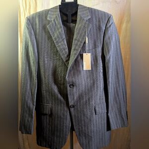 Michael Kors Mens Suit 40S 34x36 Gray Pinstripe Polyester & Rayon